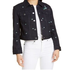Ted Baker Cavca Embroidered Denim Jacket, Mid Wash